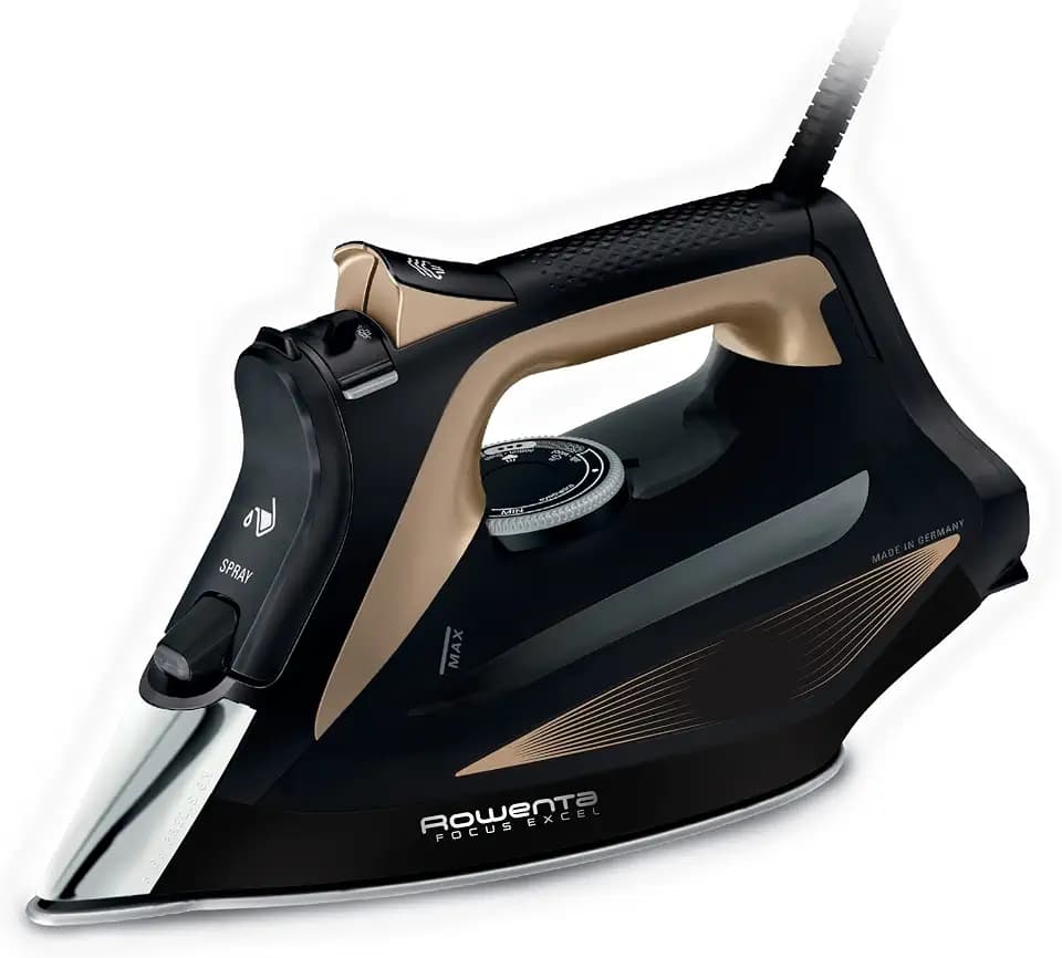 Rowenta Focus Excel Dampfbügeleisen, 2700 Watt, 45 g/Min. kontinuierliche Dampfabgabe, 180 g/Min. Dampfstoß, Tropfstopp, Antikalk-Einstellung, 300 ml Wassertank, schwarz/kupfer, DW5325