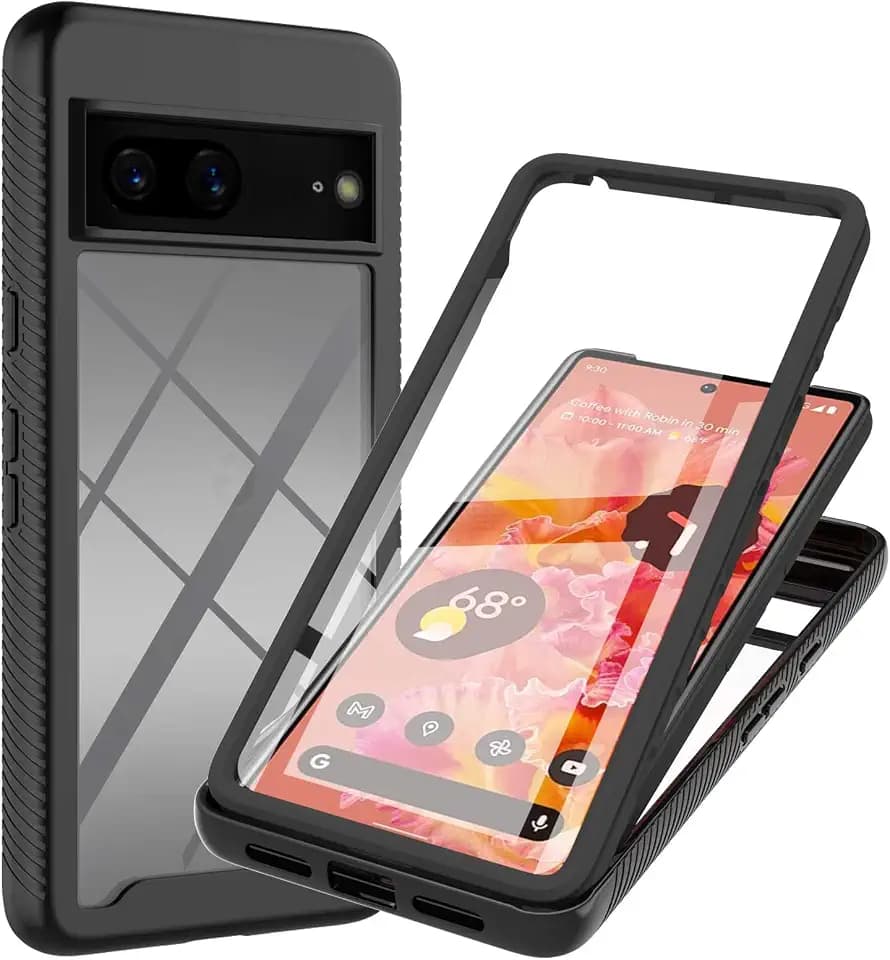for Google Pixel 7 Pro Case with Screen Protector, Black