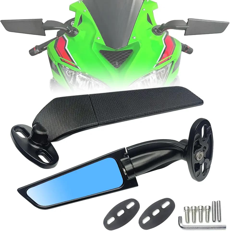 Motorcycle Mirrors Anti-glare Stealth Wind Wing Side Rearview Mirrors Compatible With Kawasaki Ninja 650 2025 Ninja 500 Ninja 400 300 2026 ZX6R ZX10R ZX4RR ZX4R GSXR 1000 600 750