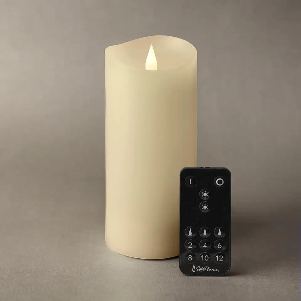 Flameless LED Candles with Remote Control, 3"x 7"Flickering 3D Moving Flame Battery Operated Candles in Real Wax Shell for Indoor Use, Home Decor Ivory