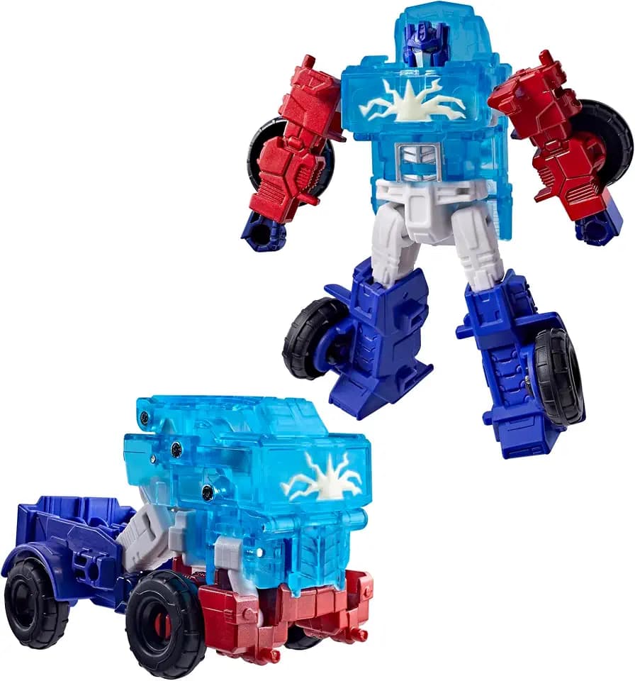 Transformers CYBERWORLD Optimus Prime Cyber Changers Energon Surge | 4-Inch Action Figure | Quick Change to Truck Mode | Robot Toys for Kids 6+