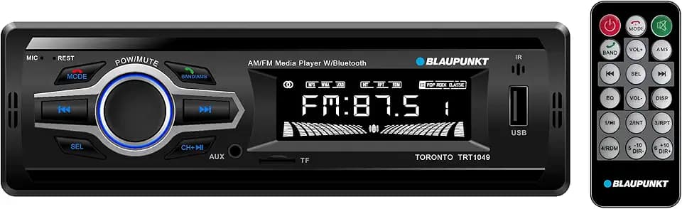 Blaupunkt Toronto AM/FM Media Receiver - Bluetooth, Easy Installation, Remote Control Included, SD Card, Aux Input, Handsfree (TRT1049)