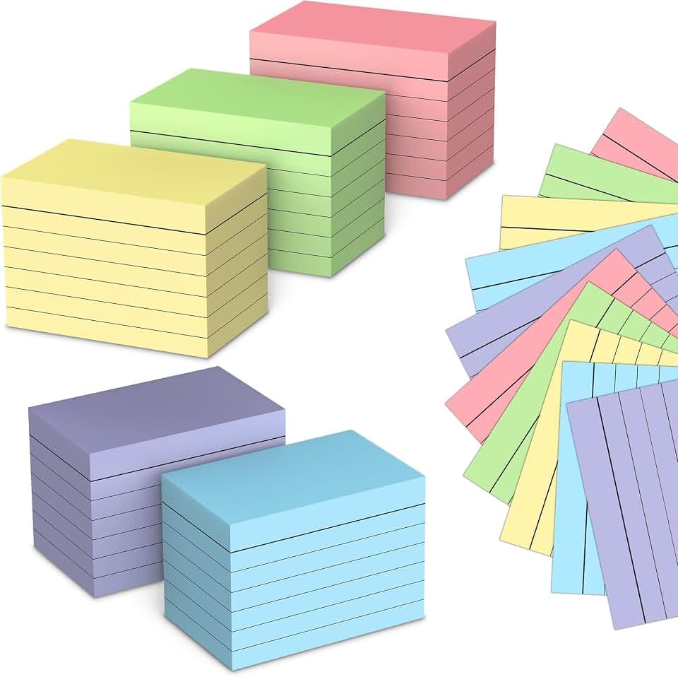 1000PCS Karteikarten Set, A8 Linierte Lernkarten