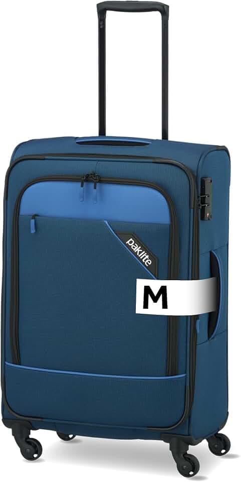 paklite Reisekoffer 4 Rollen, Weichschalen Rollkoffer mittelgroß, erweiterbar, Derby, Stilvoller Trolley mit Dehnfalte, TSA Schloss, 66 cm, 69-79 Liter
