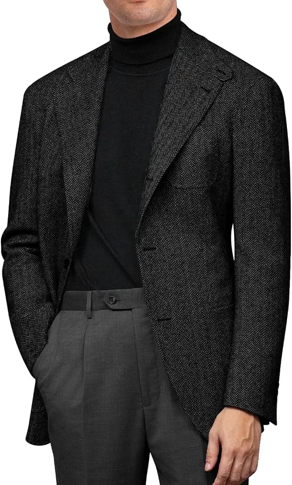 Men’s Blazer Herringbone Tweed Sport Coat Jacket for Men