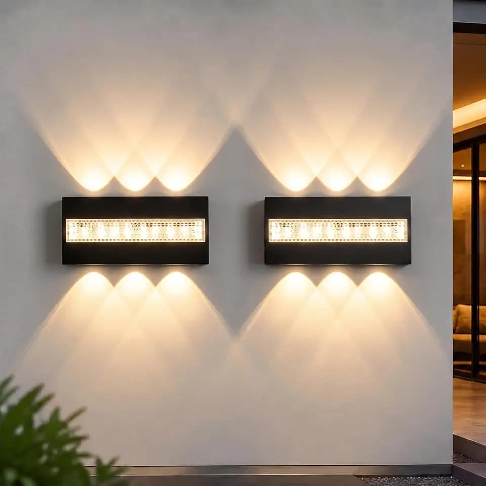 2er Set Wandleuchte Außen Innen 12W LED Up & Downlight Schwarz