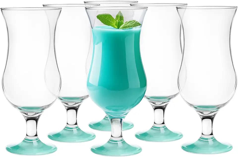 Glasmark Krosno Gläser Cocktailgläser Set Longdrink Cocktail Gin Bier Wasser Longdrinkgläser Cocktailgläser Trinkglas Wasserglas Glas Smoothie Dessert Spülmaschinenfest Türkis 6 x 420ml