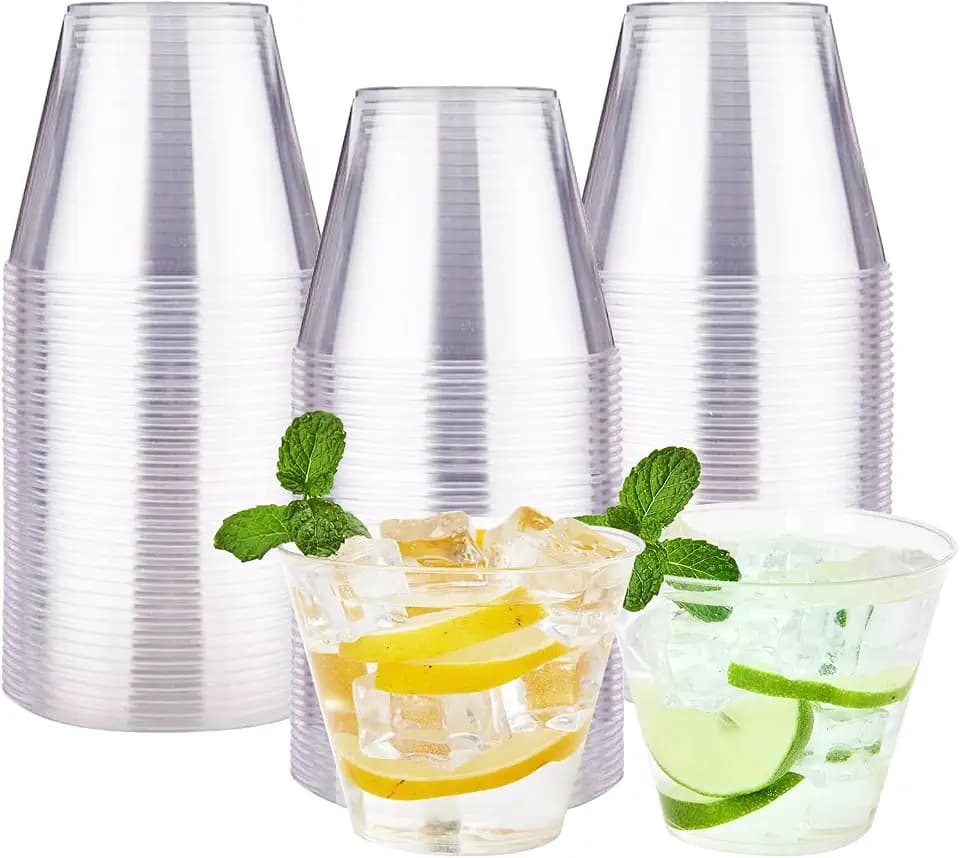 RACETOP 9 oz Clear Disposable Plastic Cups 100 Pack