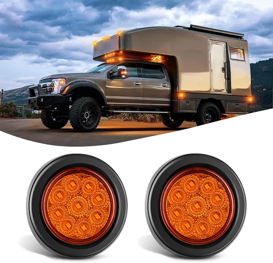 Nilight 2" Round Marker Light 2PCS Amber 9LED Clearance Lights Flush Mount