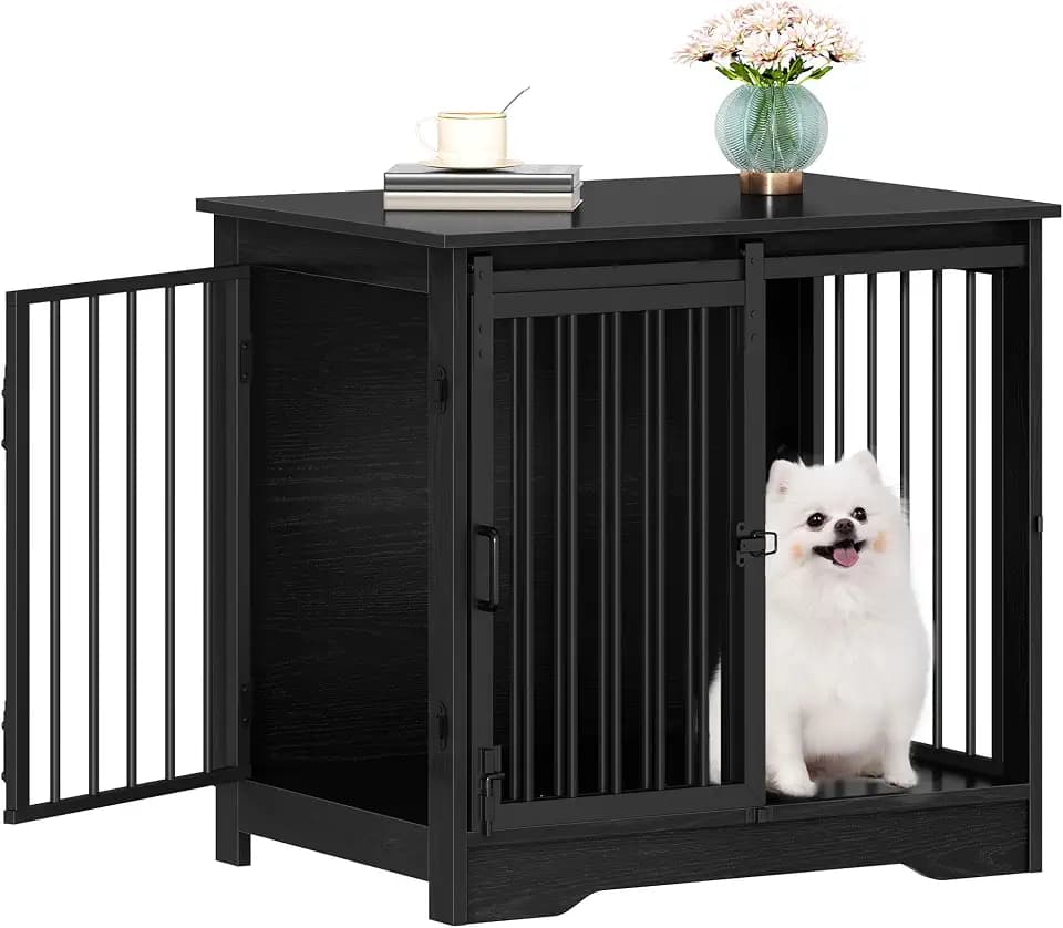 Hzuaneri 27.2" S Dog Crate Furniture Indoor Dog Kennel with Barn Door