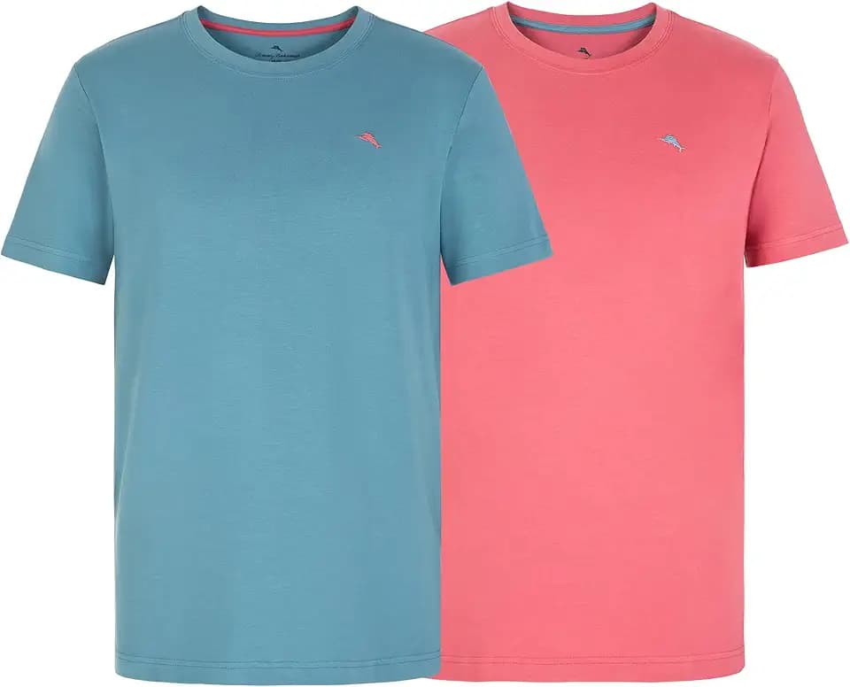 Tommy Bahama Mens 2 Pack Crewneck T Shirts Short Sleeve Stretch Jersey Top