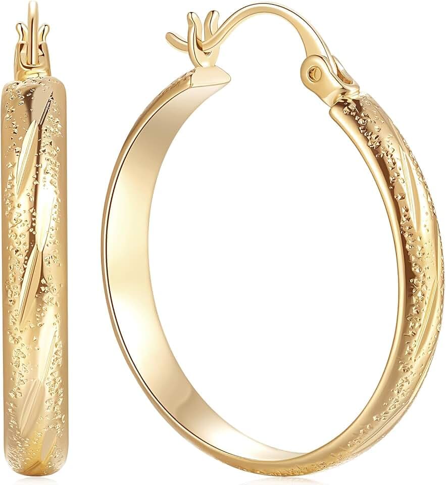 Gold Hoop Earrings for Women 14K Gold Hoop Earrings for Women