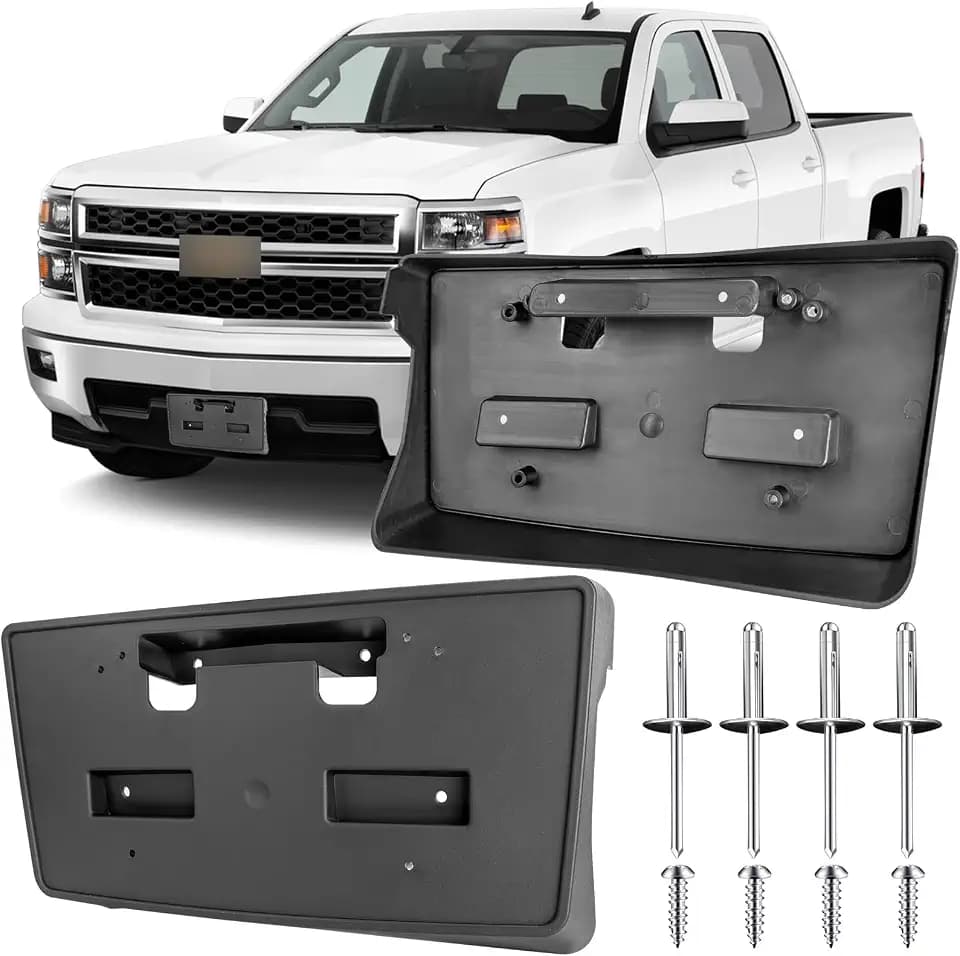 License Plate Bracket Accessories for Chevrolet Chevy Silverado 1500 2014 2015, Front Bumper License Plate Holder Replacement Frame Black Mount