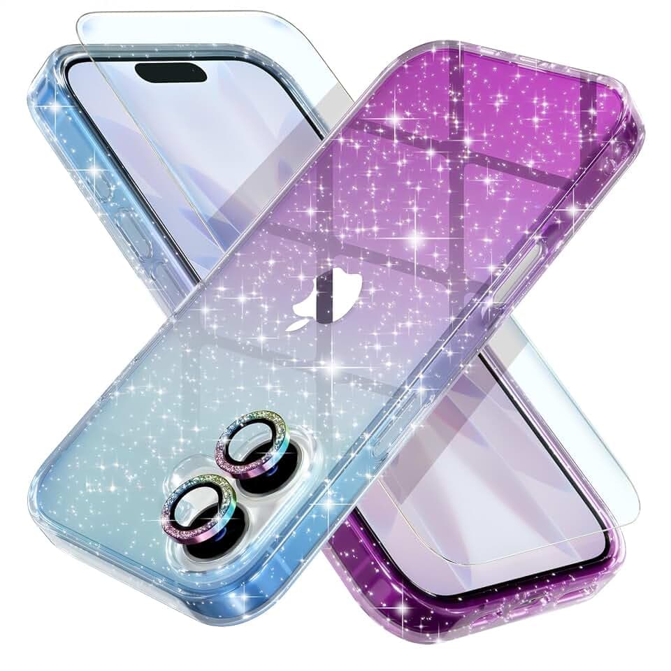 Choiche for iPhone 17 Case Clear Women (Glitter Blue/Purple)