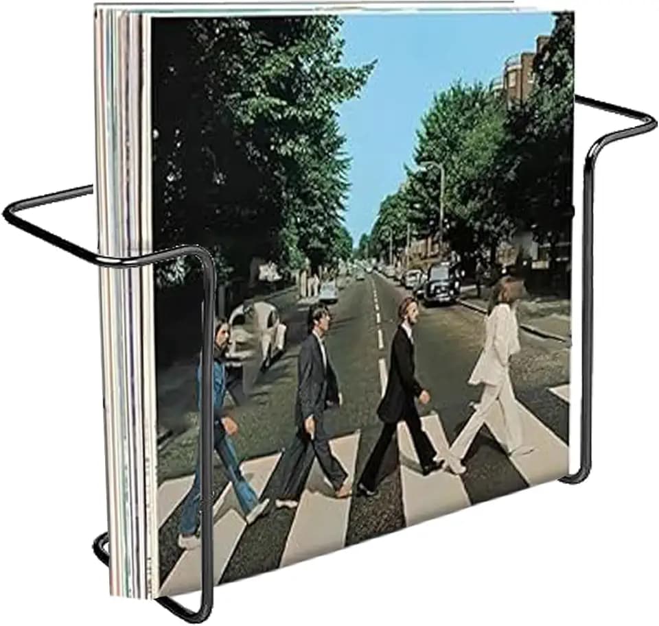 2 Pcs Vinyl Wall Mount Holder, Metal Vinyl Record Wall Mount Shelf, Matte Black Floating LP Display Rack, Minimalist Steel Album Holder, Wall Mounted Storage for LPs & Album Covers Black