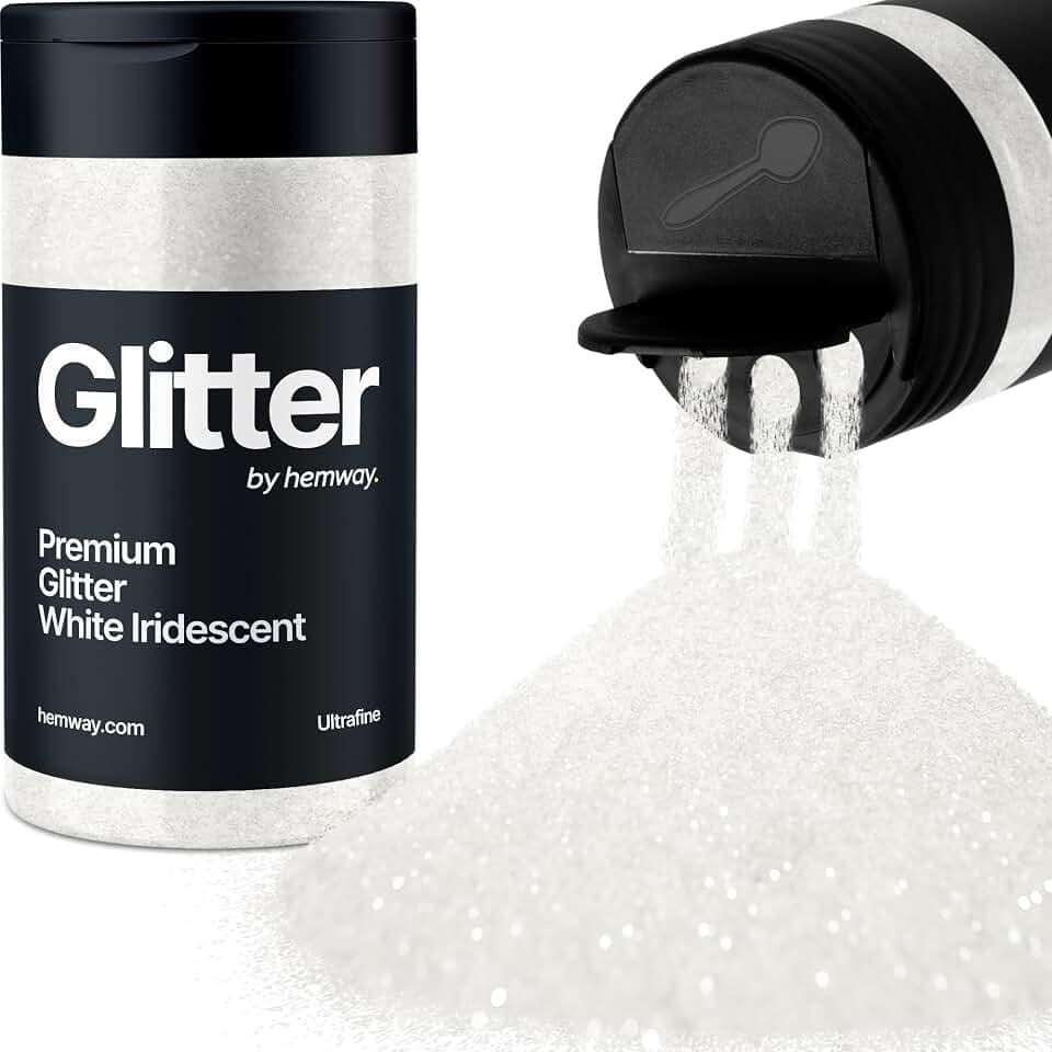 Hemway Weiß Irisierend Glitzer Ultrafine 130g/4.6oz Pulver Metallisches Harz Handwerk Glitzer Flocke Pailletten für Epoxid Becher, Haare Gesicht Körper Auge Nagelkunst Fest