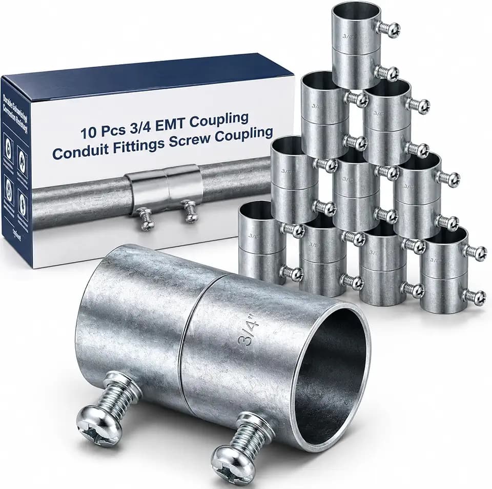 Gisafai 10 Pcs 3/4 Emt Coupling Conduit Fittings Screw Coupling