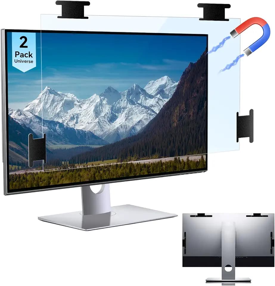[2 Pack] Magnetic Hanging 27 Inch Computer Anti Blue Light Screen Protector for 16:9 Aspect Ratio Widescreen Monitor, Eye Protection Anti-Glare Light LED PC Screen Protector, Removable 27in Protective Film