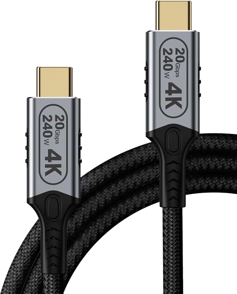 USB C Kabel auf USB C 1.8M, USB 3.2 Gen2 Typ C ladekabel, 20 Gbps Datenübertragung, 240W 20V/5A Schnellladekabel,4K @ 60Hz Videoübertragung für Laptop, Mobiltelefon USB-C-Geräte