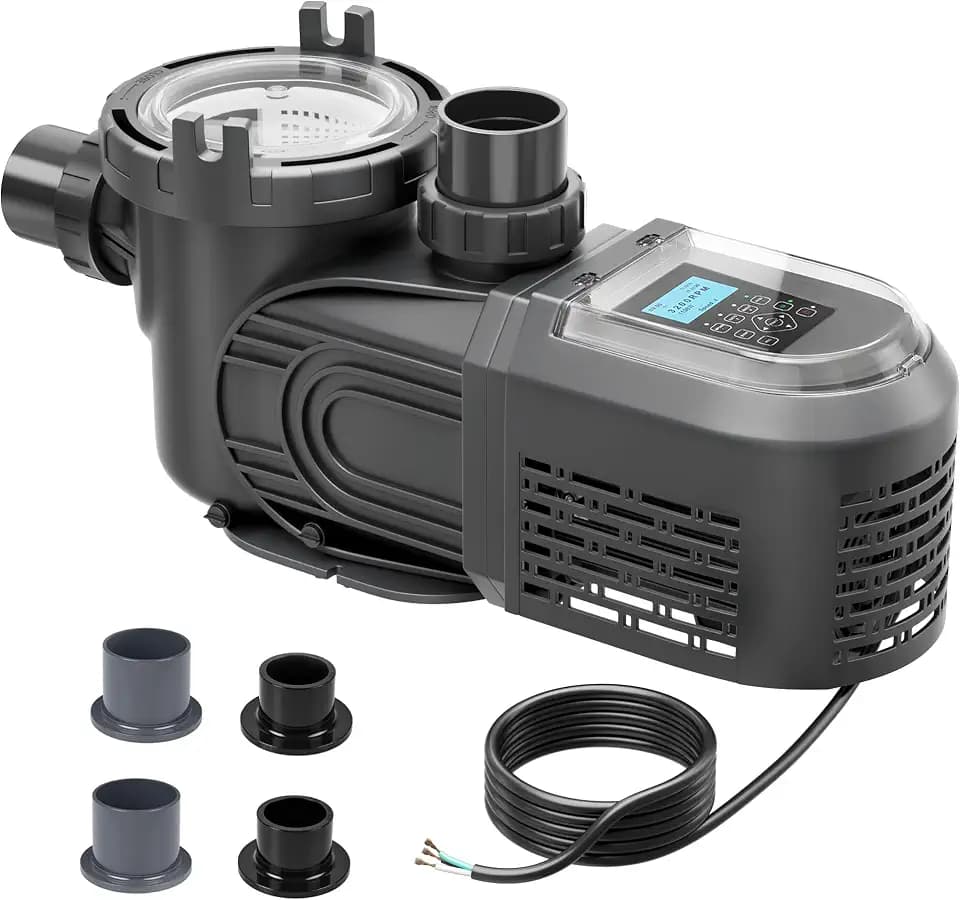 Anbull Variable Speed Pool Pump, 2.5 HP, 220V, 10567GPH, Above/Inground Pool Pump, Energy Efficient, High Flow, Powerful Self Primming Swimming Pool Pumps with Filter Basket