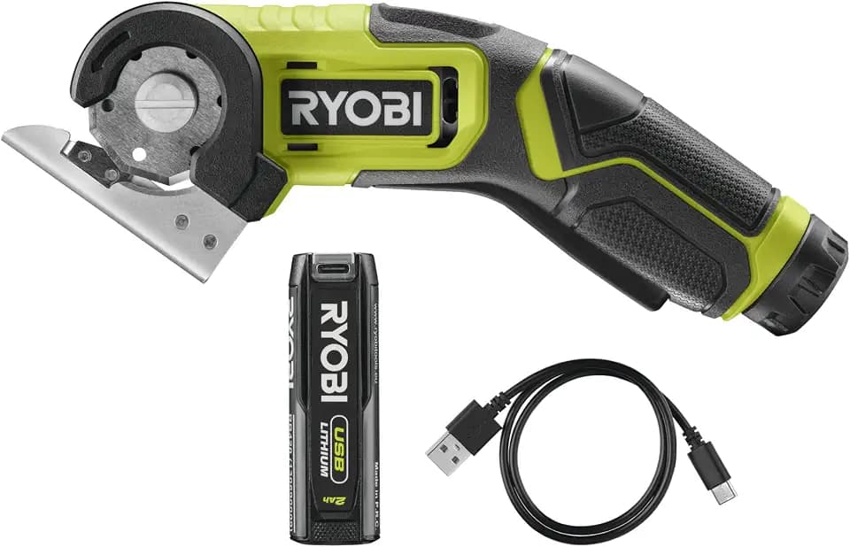 RYOBI 4 V USB-LITHIUM Akku-Schneidegerät RCT4-120G, 6,4 mm Schnittkapazität, inkl. 1 x 4 V 2,0 Ah Akku und USB-C Ladekabel