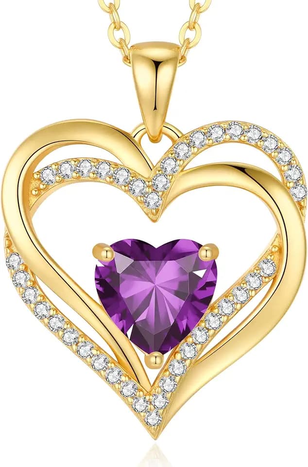 CDE Kette Damen Herzkette 925 Sterling Silber Geburtsstein Halsketten Schmuck Herz Anhänger Weihnachten Valentinstag Muttertags Geschenk Hochzeit Jubiläum Geburtstag Frau Freundin Mama