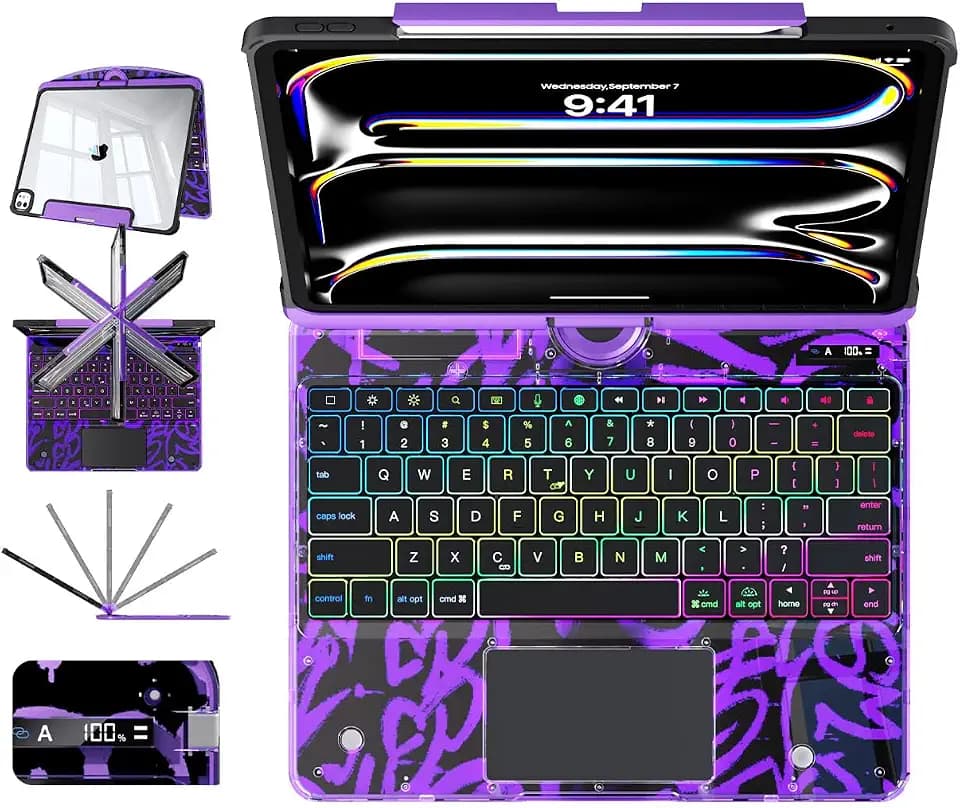 Wireless Clear Keyboard Case for iPad Air 13 Inch(M4/M3/M2, 2026/2025/2024)