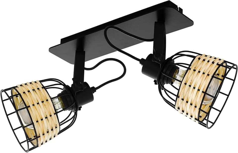 EGLO Deckenlampe Anwick 1, 2 flammige Deckenleuchte Vintage, Boho