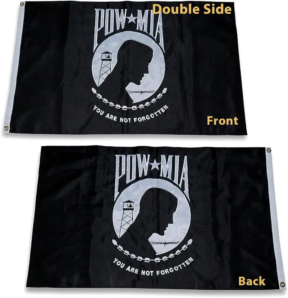 Homissor Pow Mia Flag Embroidered 3x5 Outdoor - Heavy Duty Double Sided You are Not Forgotten War Flags 300D Military Pow Flags for Outside
