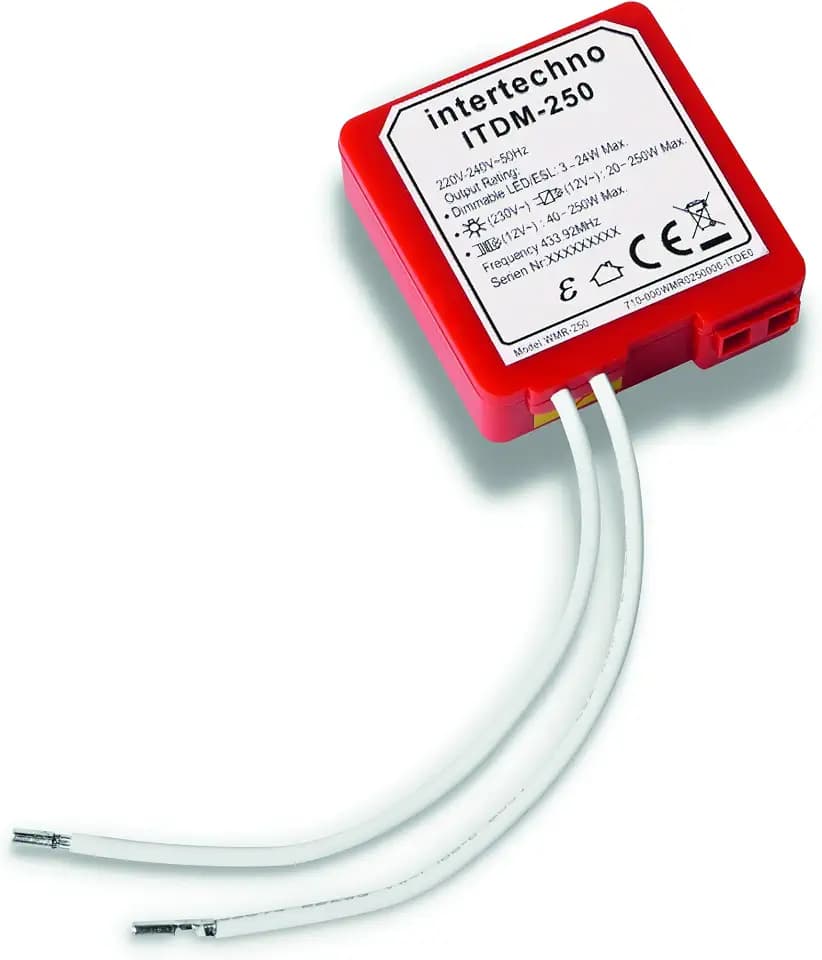 Intertechno Smart Home FUNK-UNIVERSALDIMMER ITDM-250, für Glühbirnen, Rot