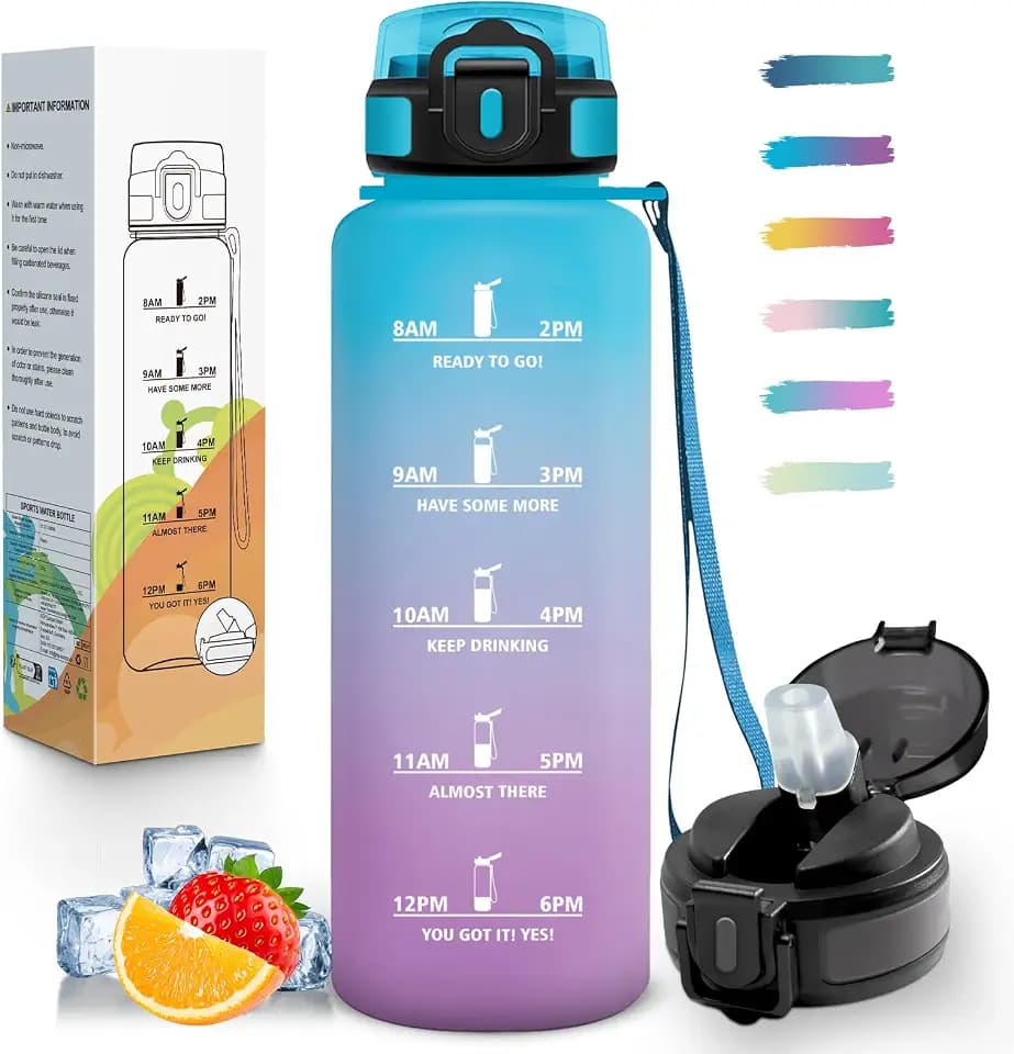 Trinkflasche 1 5 Liter, Auslaufsicher, Wasserflasche Kohlensäure Geeignet, Sportflasche BPA-Frei, Wasserflasche mit Strohhalm, Trinkflasche Sport für Outdoor, Wandern, Fitness, Radfahren