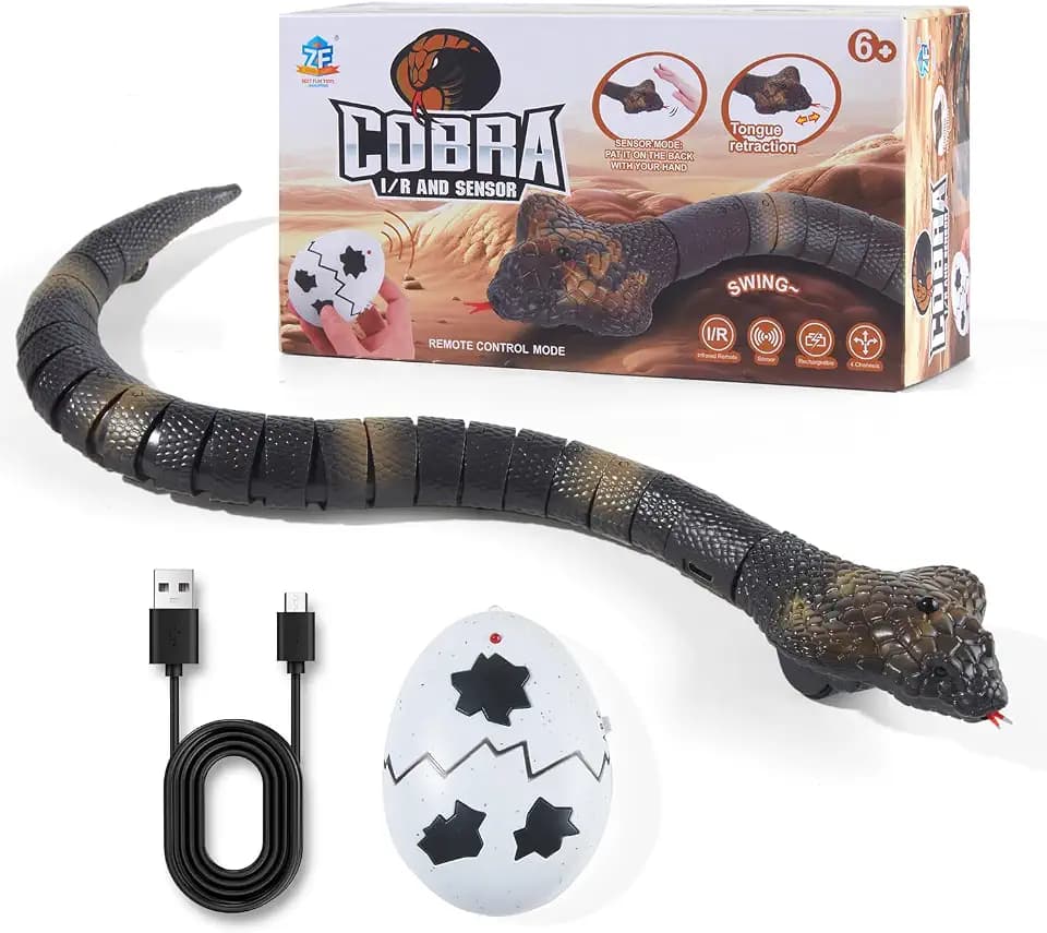 Remote Control Snake Toy, Realistic Slithering RC Cobra for Kids Ages 6+