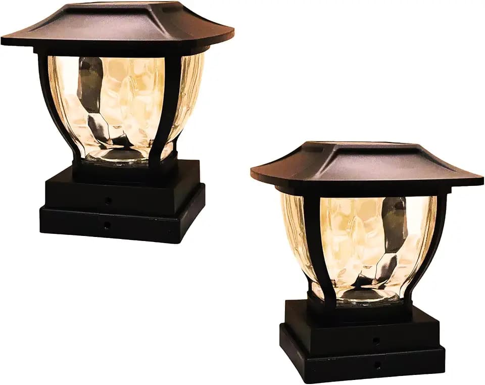 MAXSA 41681 Solar-Powered Wave Glass Post Cap and Deck Lights Dark Bronze