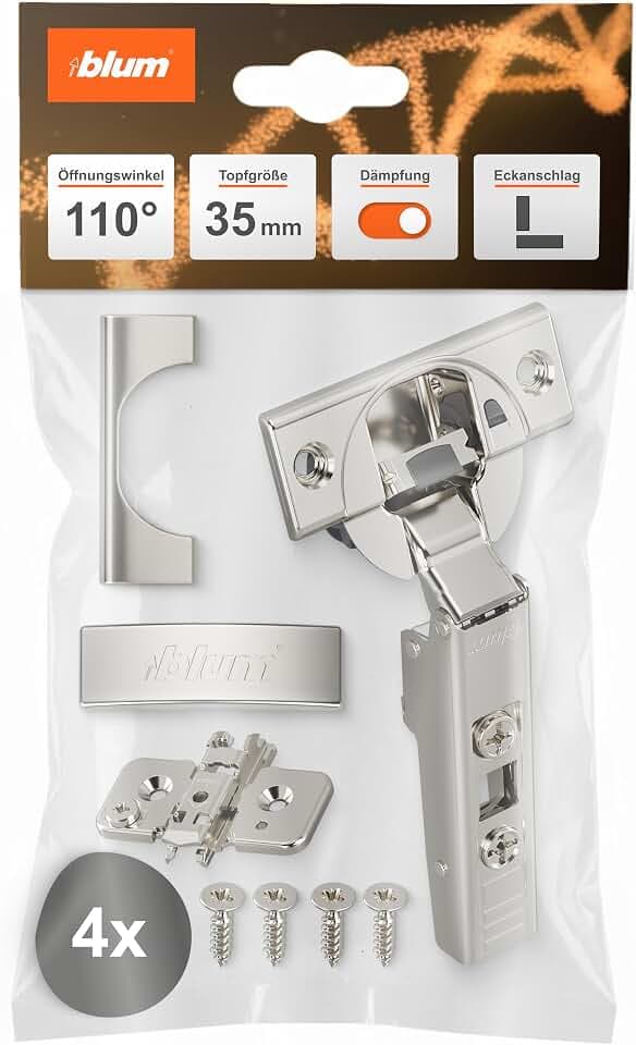 blum 4x CLIP top BLUMOTION Topfscharnier 35mm Innenanschlag vernickelt