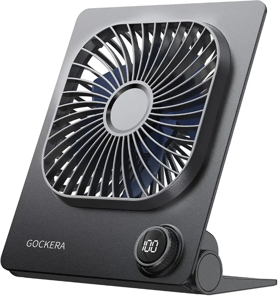 Desk Fan, 6.61''Ultra-thin 5000mAh Battery Powered Fan with Powerful Wind,100 Speeds Adjustable&Digital Display,Timer,Ultra-quiet Small Portable Fan for Bedroom,Office,Travel,Summer Essentials