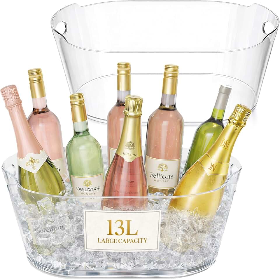 Lifewit 13L Plastic Ice Bucket for Parties 2 Pcs, BPA Free