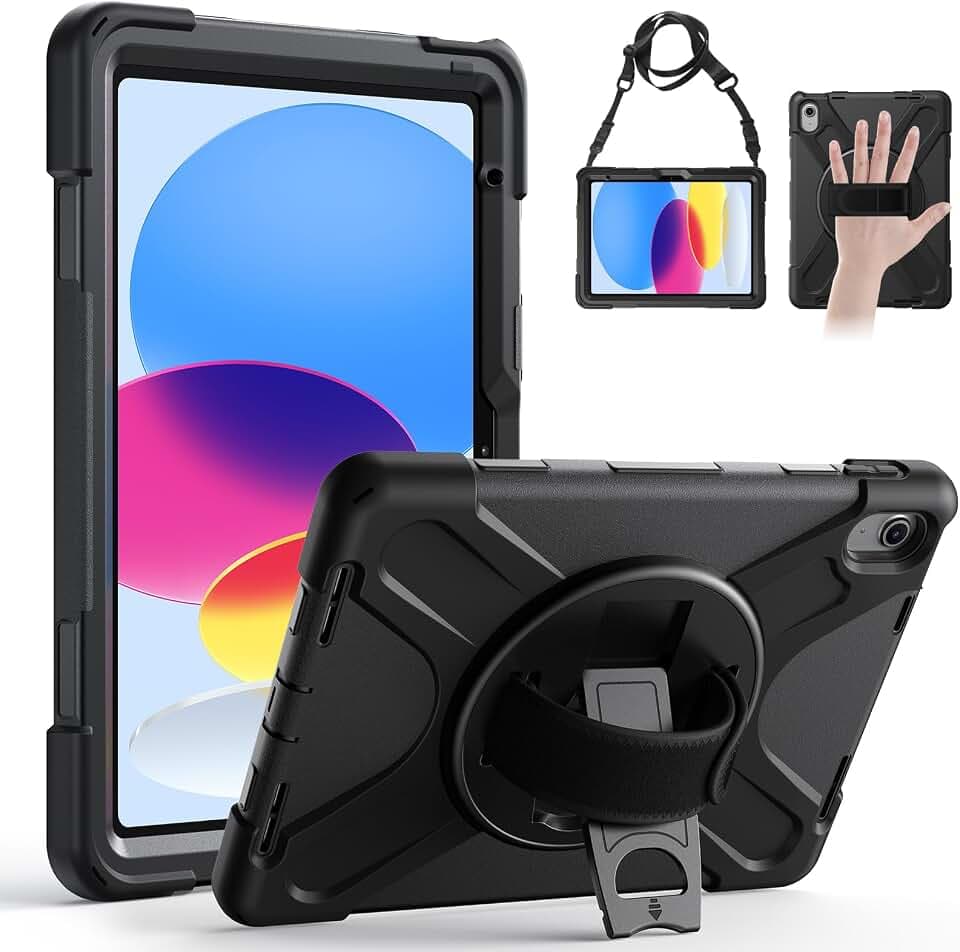 Gerutek Hülle für iPad (A16) 11./10. Generation 11"/10,9" 2025/2022,Schwarz