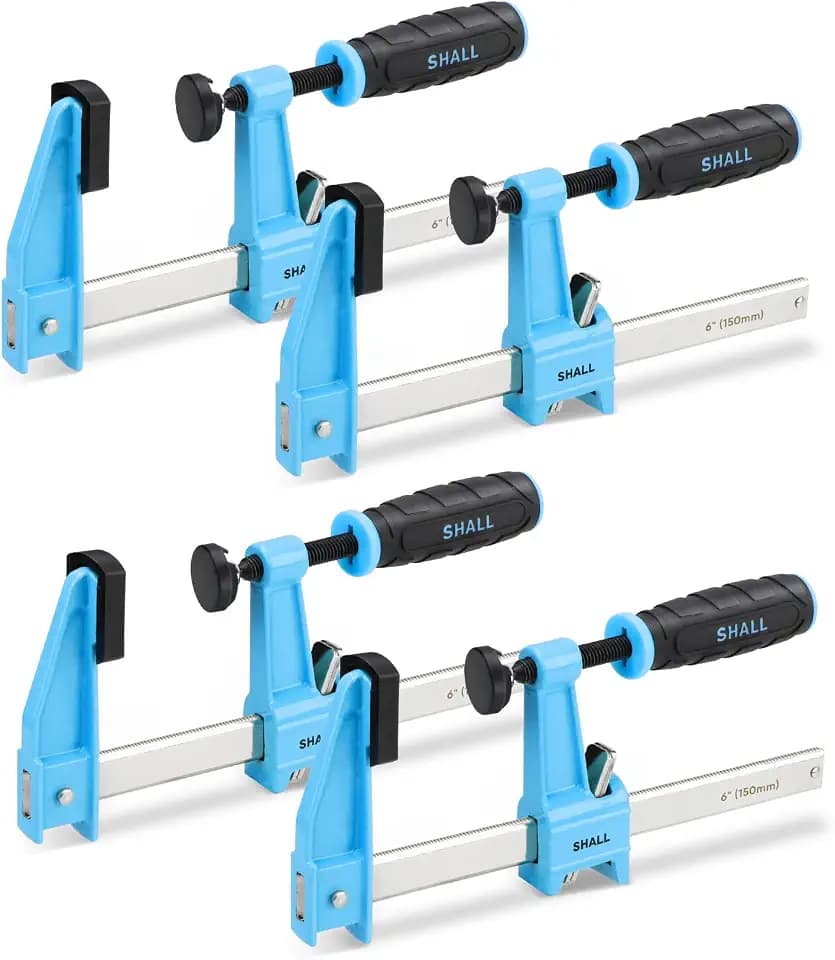 SHALL Schraubzwingen Set 4 Stück,Spannweite 150mm（6 Zoll）, Spannkraft 272kg（660 Pfund）, Aus Edelstahl，Präzises Fixieren von Holzwerkstücken