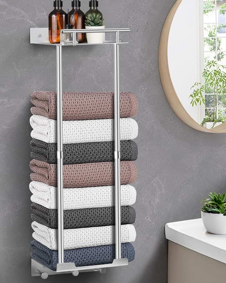 LIVEHITOP Handtuchregal, Ausziehbar Handtuchhalter Ohne Bohren 81CM