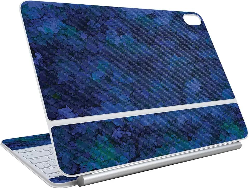 Carbon Fiber Skin Compatible with Apple Magic Keyboard for iPad Air 11-inch (M3) 2025 - Blue Ice - Premium 3M Vinyl Protective Wrap Decal Cover - Easy to Apply | Crafted in The USA by MightySkins