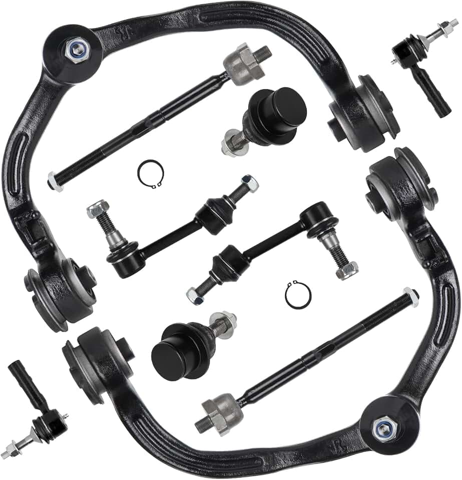 10pc Front Upper Control Arms Suspension Kit for Ford Expedition Lincoln Navigator 2003-2004 Adjustable Suspension Only with Ball Joints Sway Bar Outer Inner Tie Rod End Link