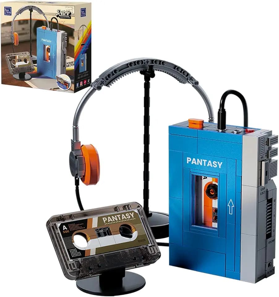 PANTASY Retro Cassette Player Building Set with Cassettes and Headphones