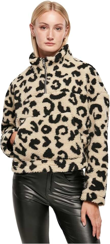 Urban Classics Damen Ladies Short AOP Sherpa Troyer