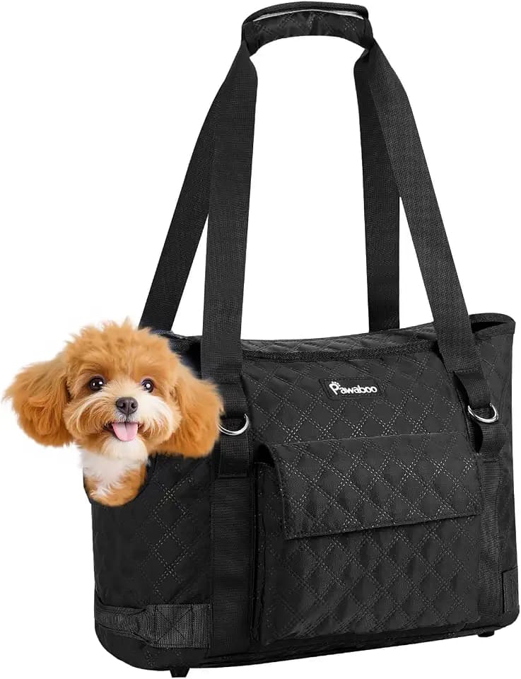 Pawaboo Dog Purse Carrier for Small Dogs with Pocket,Up to 11Lbs
