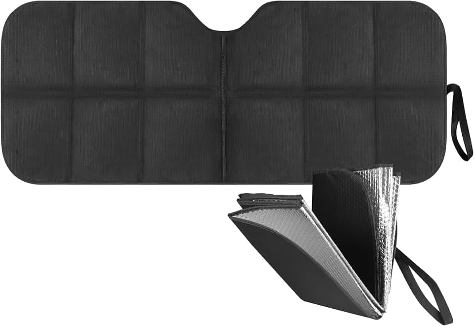 MotorTrend Accordion Windshield Sunshade for Cars - New Compact Fold Design - Semi-Universal Fit for Trucks & SUVs - Front Window Sun Shade with Heat & UV Automotive Interior Protection (58 x 24 Inch)