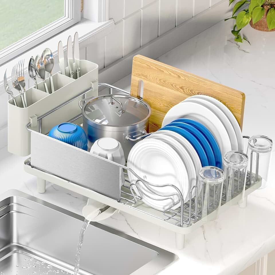Urackify Dish Drying Rack, Stainless Steel Dish Rack for Kitchen Counter