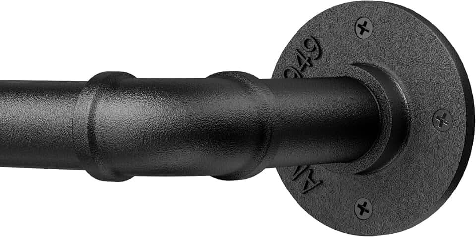 Mavivegue Gardinenstange Schwarz, Deckenmontage, 72-213 cm, Industrie