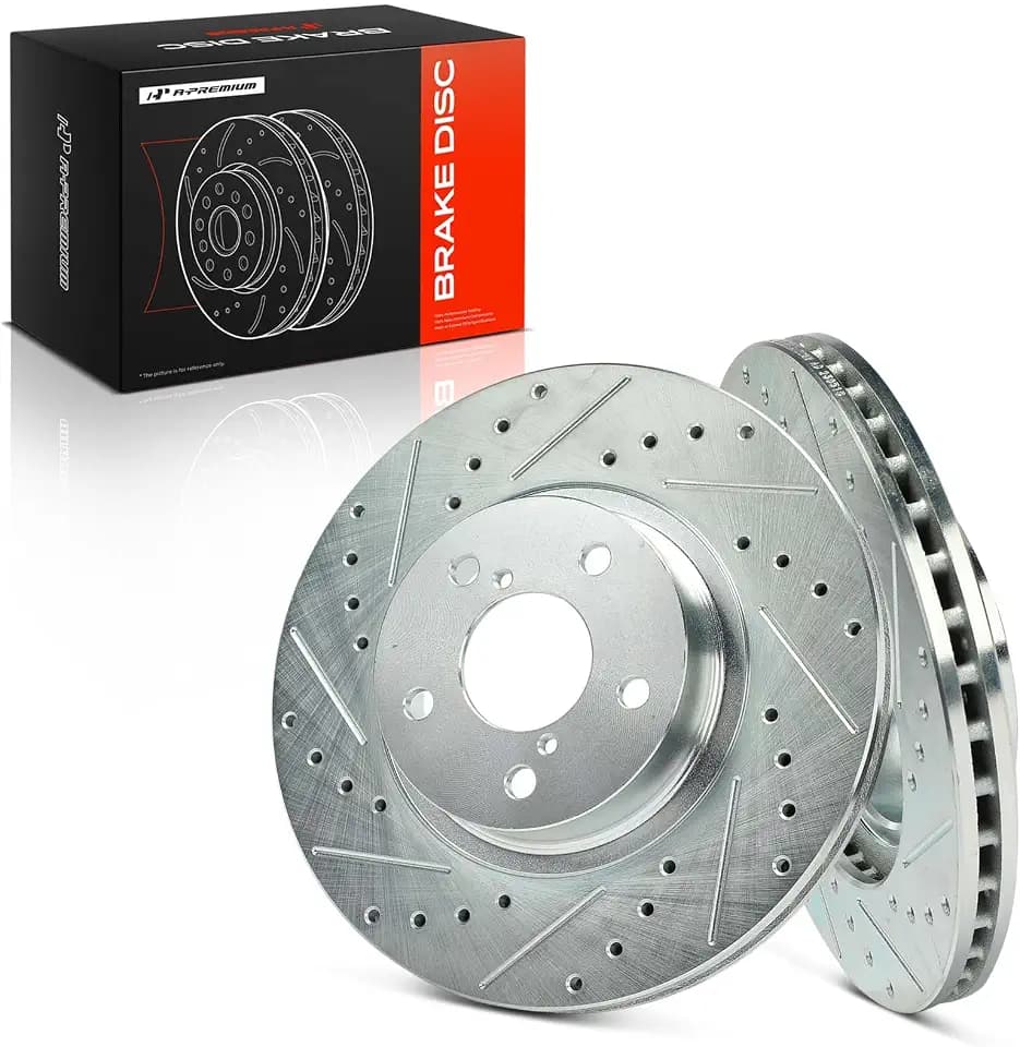 A-Premium 10.89 inch (276.50mm) Front Drilled and Slotted Disc Brake Rotors