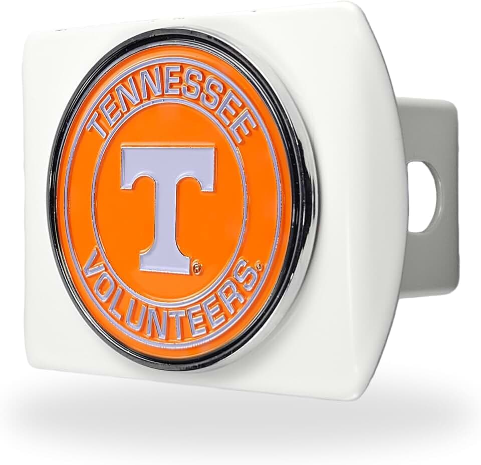 Tennessee Volunteers Trailer Hitch Cover, White Metal with 3D Team Logo