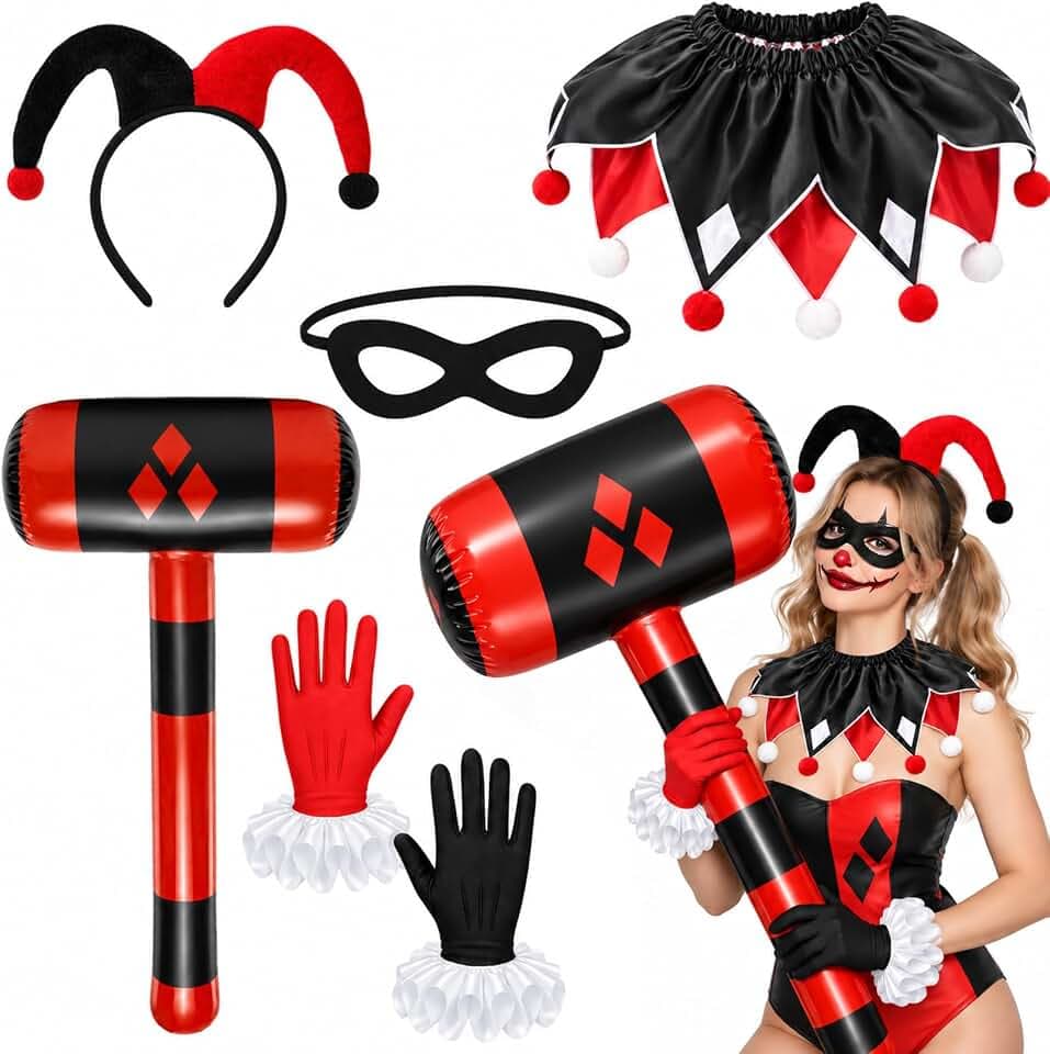 Clown Kostüm Damen Harlekin Accessoires Halloween Karneval Kostüm